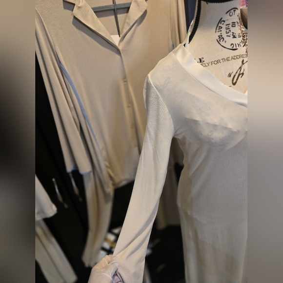 Frette Cascade Luxury Loungewear 2025 NWT Beige/ White Nightgown Silk & Cotton - Picture 13 of 16